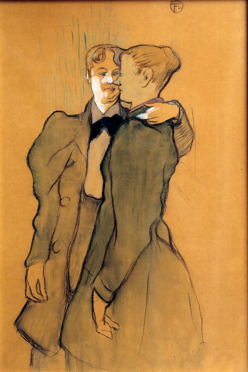 Kaksi naista kävelemässä. Piirustus Henri De Toulouse Lautrec (Toulouse-Lautrec tekijältä Henri de Toulouse Lautrec