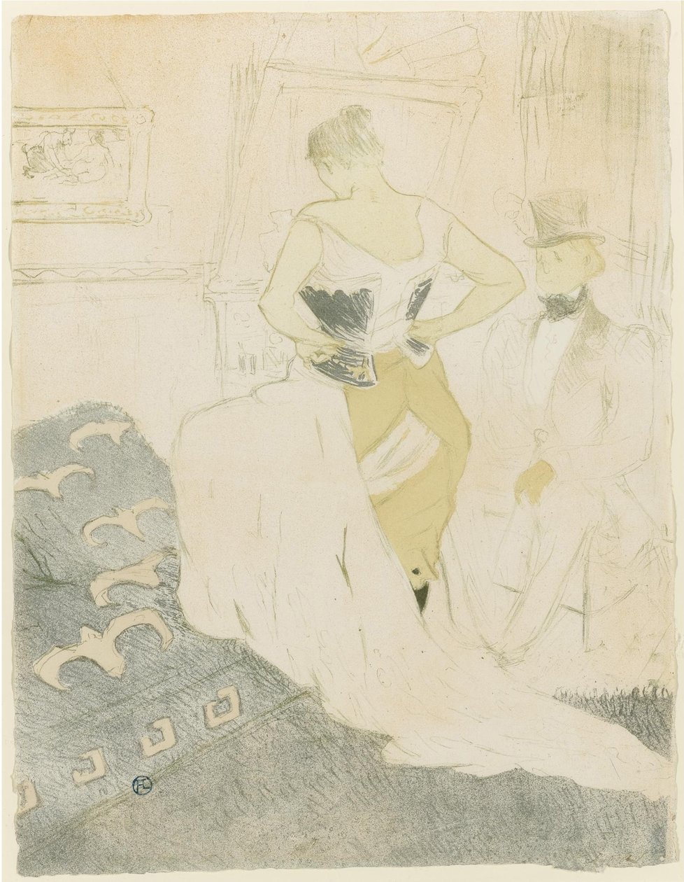 Nainen säätelemässä korsettiaan, 1896 tekijältä Henri de Toulouse Lautrec