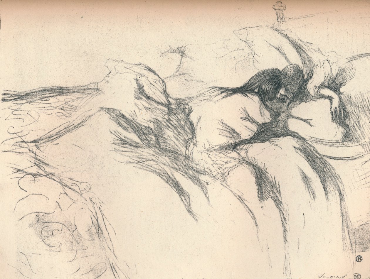 Nainen heräämässä sängyssä, 1896 tekijältä Henri de Toulouse Lautrec