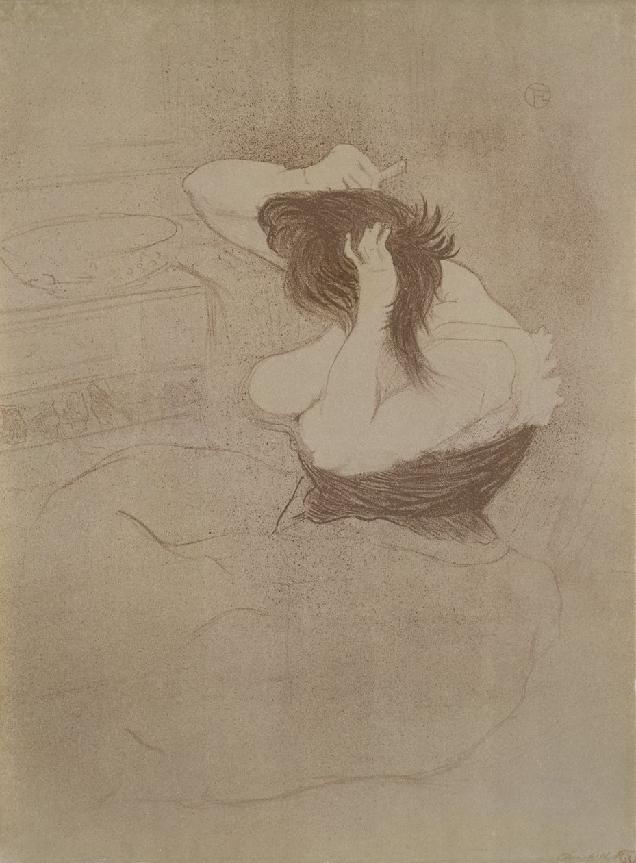 Nainen kampaava hiuksiaan elokuvasta Elles, 1896 tekijältä Henri de Toulouse Lautrec
