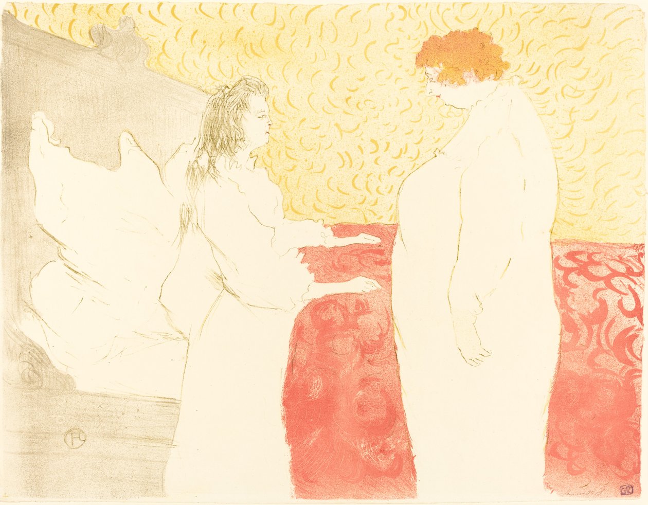 Nainen sängyssä, profiili (Femme au lit, profiili) tekijältä Henri de Toulouse Lautrec
