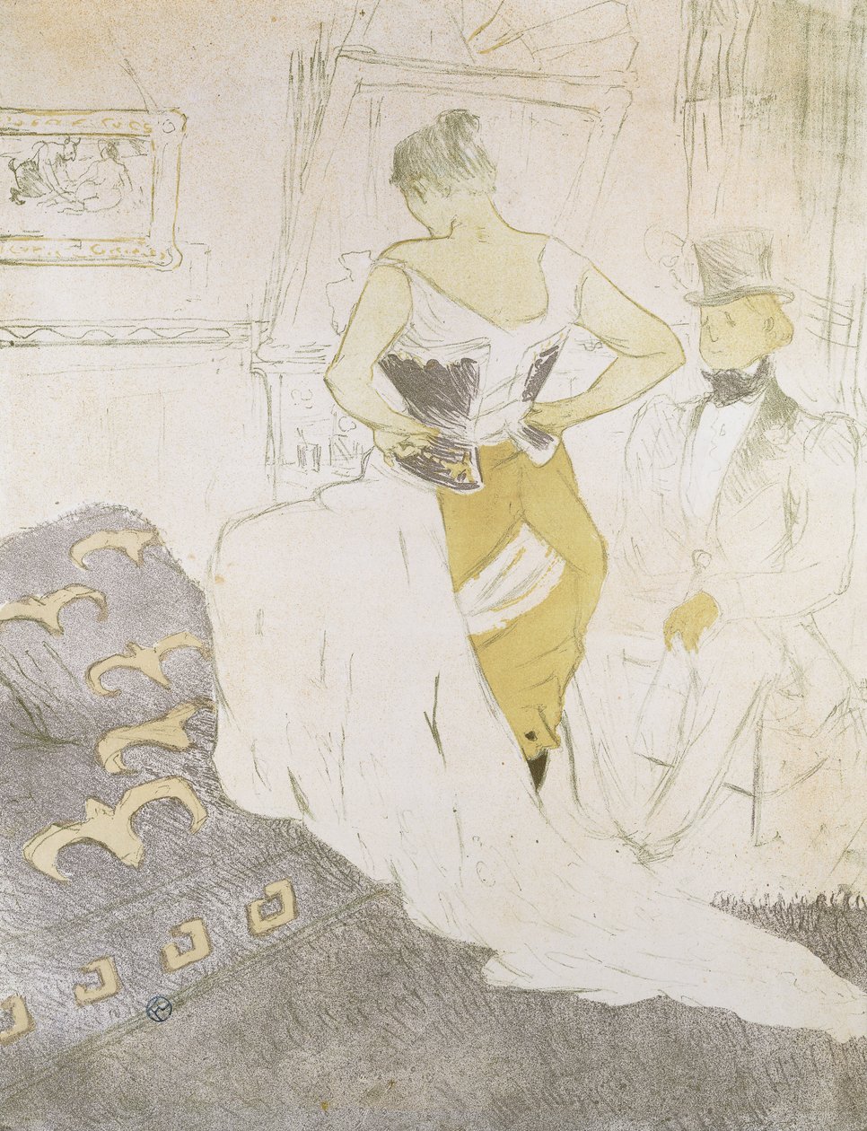 Nainen korsetissa, Ellesistä; Femme en Corset, Ellesistä, 1896 tekijältä Henri de Toulouse Lautrec