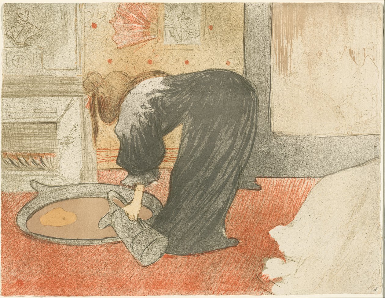 Nainen kylpyammeella, lautanen neljä Ellesiltä tekijältä Henri de Toulouse Lautrec