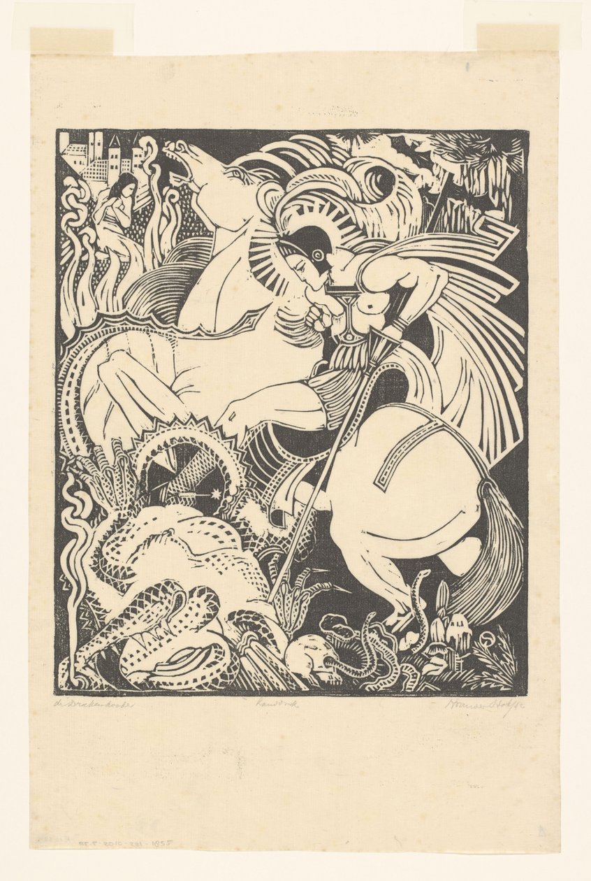 De Drakendooder (alkuperäinen nimi esineessä) tekijältä Henri van der Stok (signed by artist)