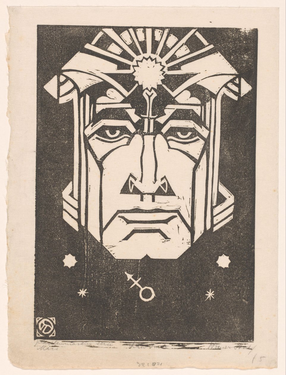 Mars (alkuperäinen nimi esineessä) Planetenmaskers (alkuperäinen sarjan nimi esineessä) tekijältä Henri van der Stok (signed by artist)