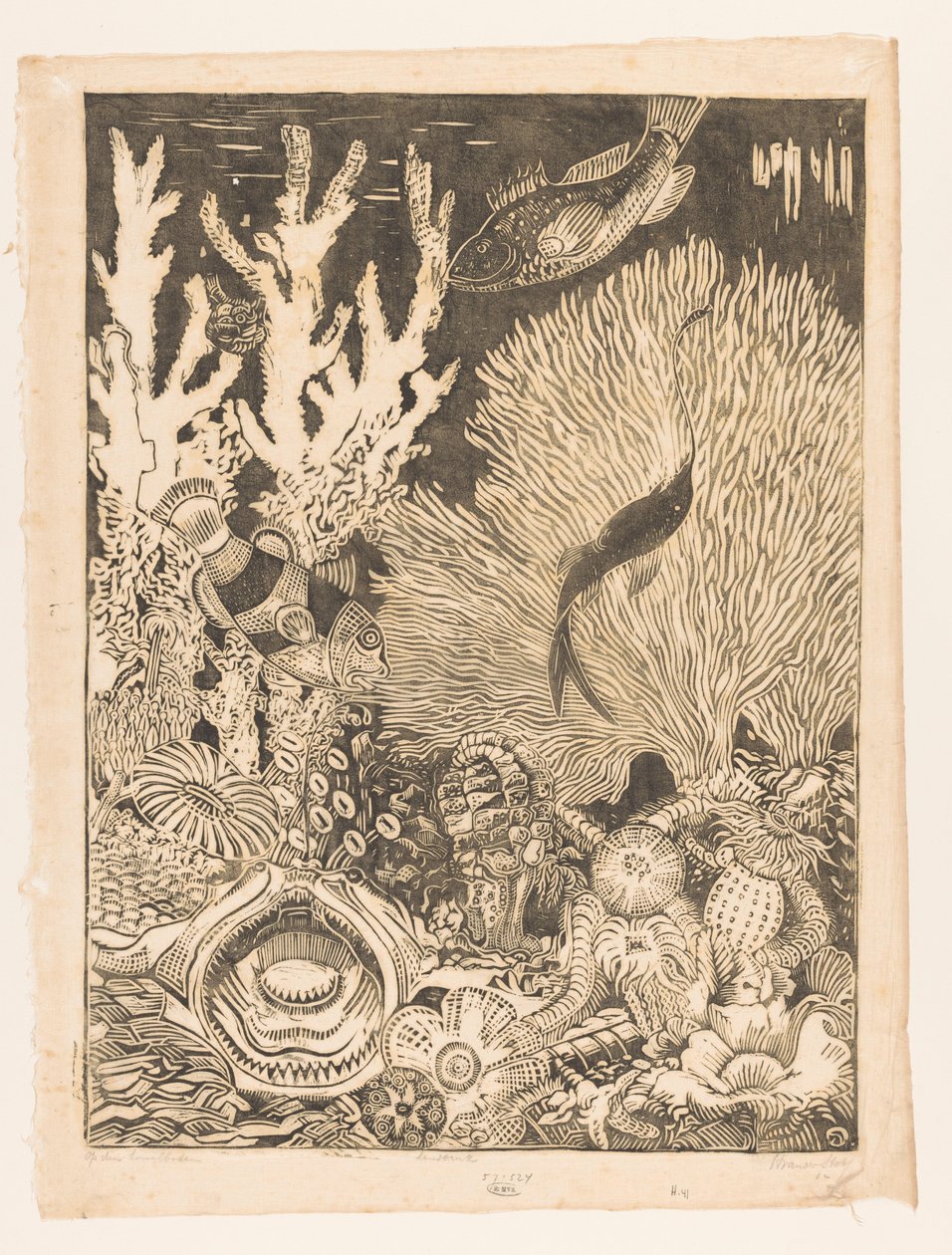 Korallipohjassa (alkuperäinen nimi esineessä) tekijältä Henri van der Stok (signed by artist)