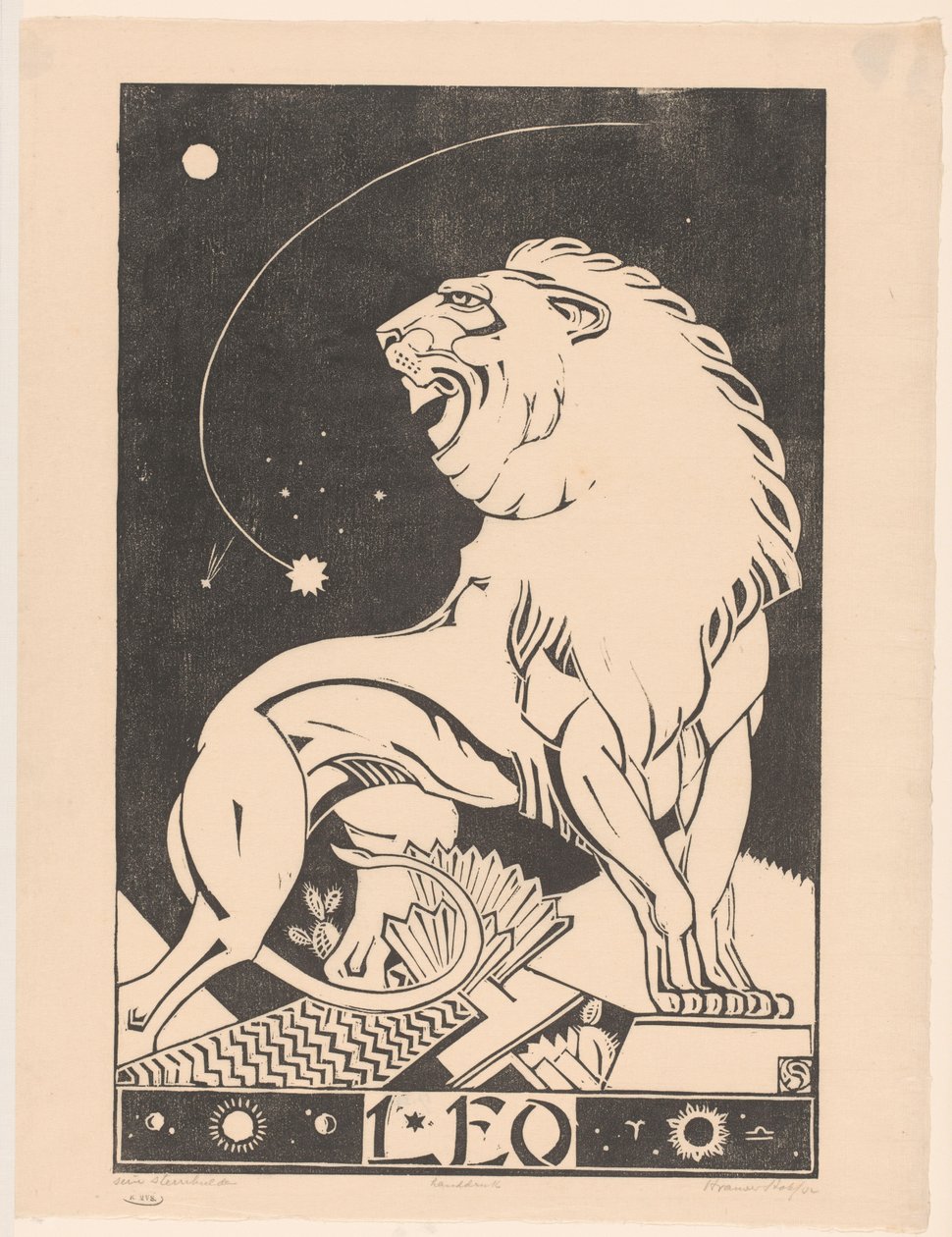 Leijona Leo (nimi esineessä) tekijältä Henri van der Stok (signed by artist)