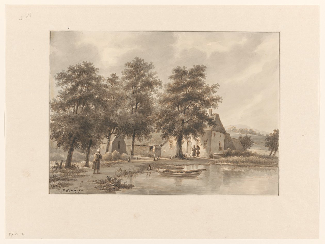 Näkymä maatilalle vedessä tekijältä Henricus Franciscus Wiertz (signed by artist)