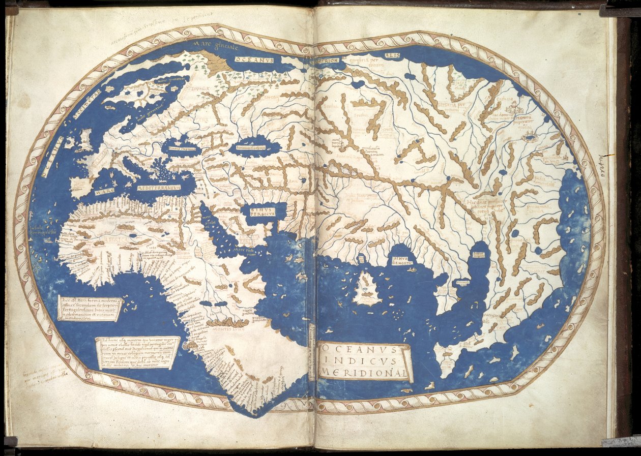 Maailman kartta, c. 1490 tekijältä Henricus Martellus Germanus