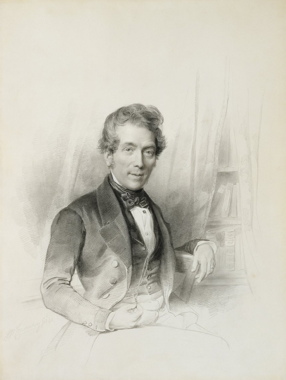 Muotokuva Louis Johannes Herckenrathista, Texasin konsulista, 1843 (liitu, estompe, lyijykynä ja akvarelli) tekijältä Henricus Wilhelmus Couwenberg