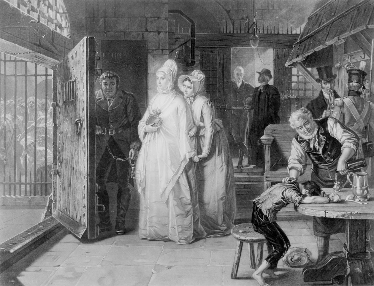 Rouva Fry vierailulla Newgaten vankilassa, 1893 tekijältä Henrietta Mary Ward