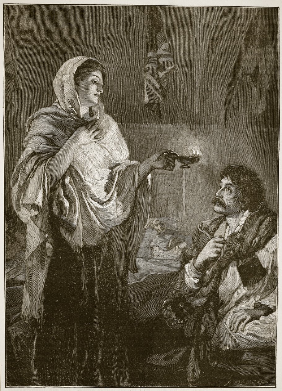 Florence Nightingale Scutarin sairaalassa, kuvitus 