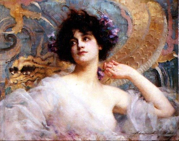 Nuoren kaunokaisen muotokuva, n. 1904 tekijältä Henrietta Rae
