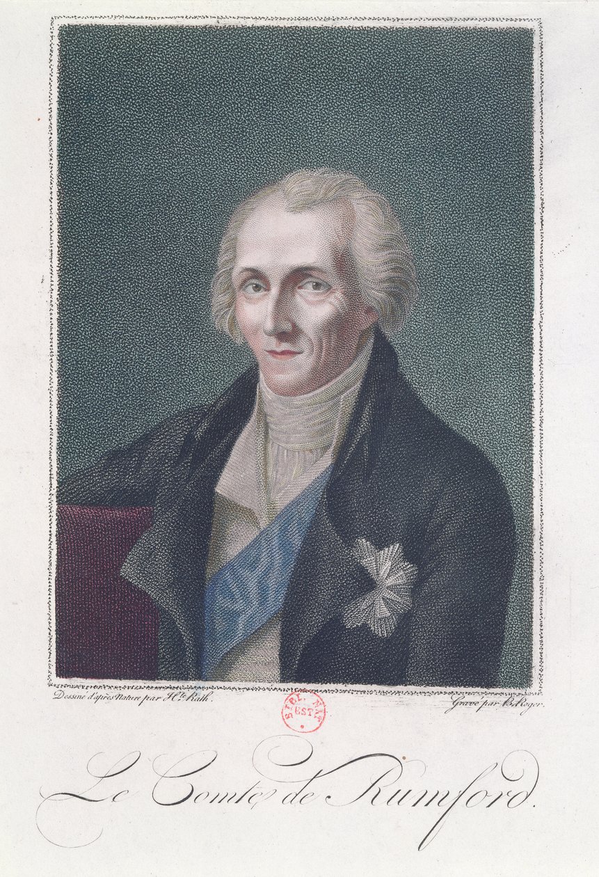 Benjamin Thompson (1753-1814) Kreivi Rumford, kaiverrus B. Roger tekijältä Henriette Rath