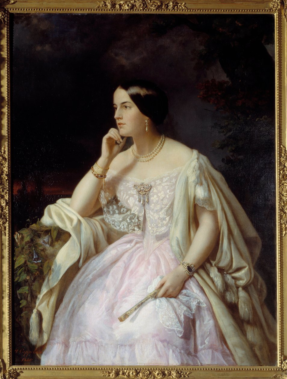 Neiti Harriet Howardin muotokuva. Muotokuva Elizabeth Ann Haryettista (1823-1865) Napoleon III:n emätar. Henriette Nee Cappelaere Jacottin maalaus (1800-luku) tekijältä Henriette Jacott Cappellaere