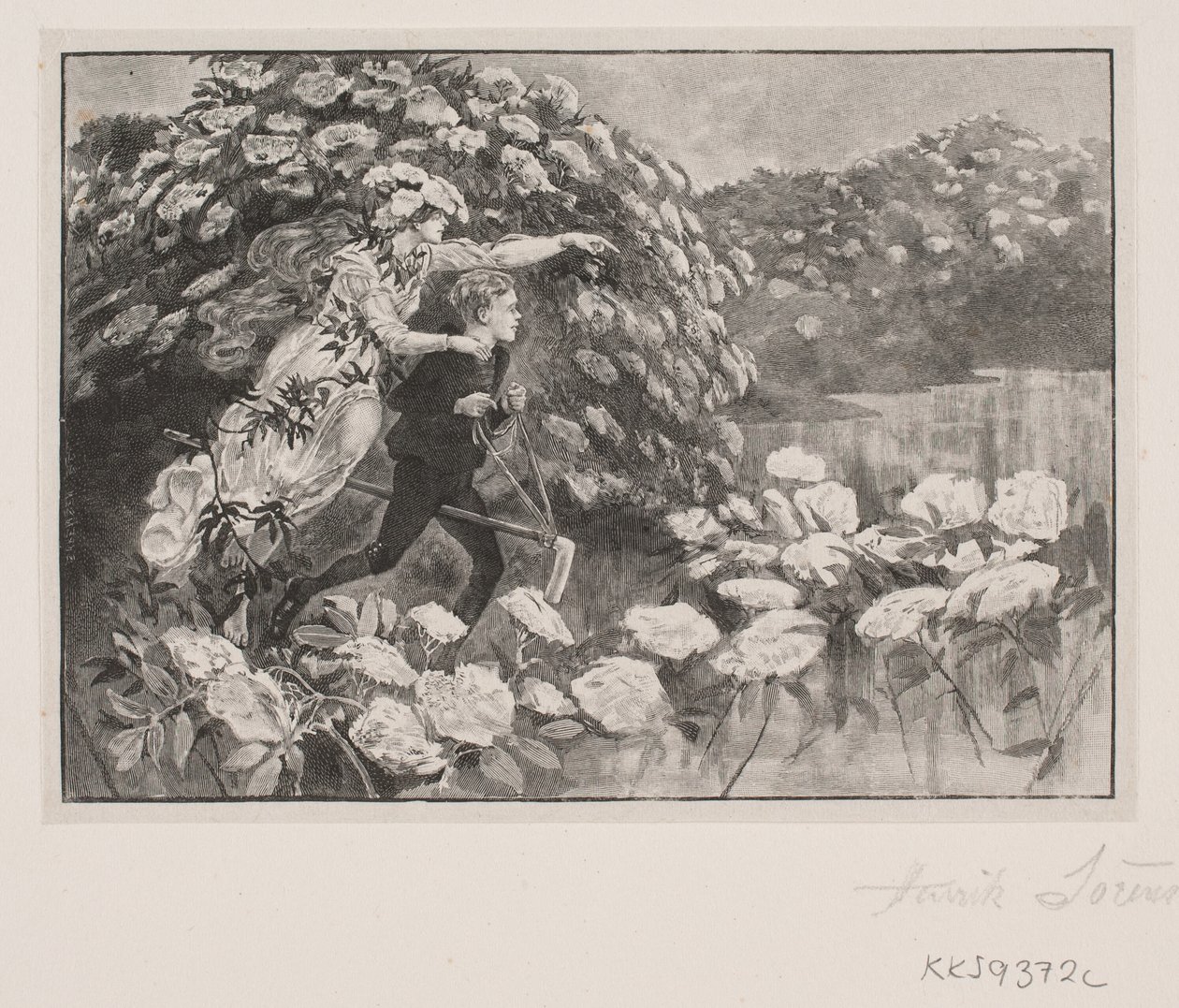 Kuvitus H. C. Andersenille: "Hyldemother" tekijältä Henrik Arnold Hamilkar Sørensen
