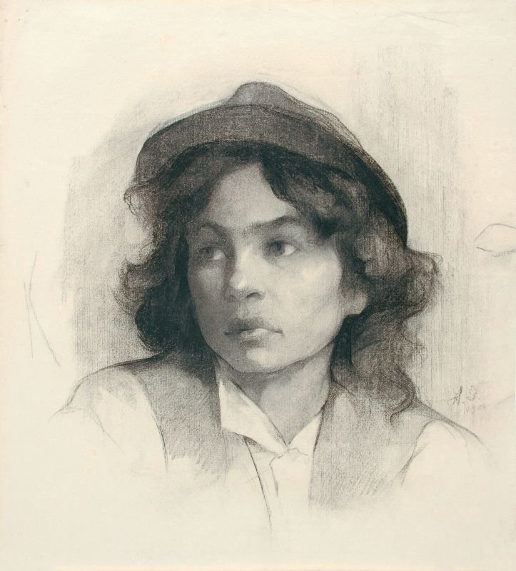 Portret dekleta s klobukom tekijältä Henrika Santel