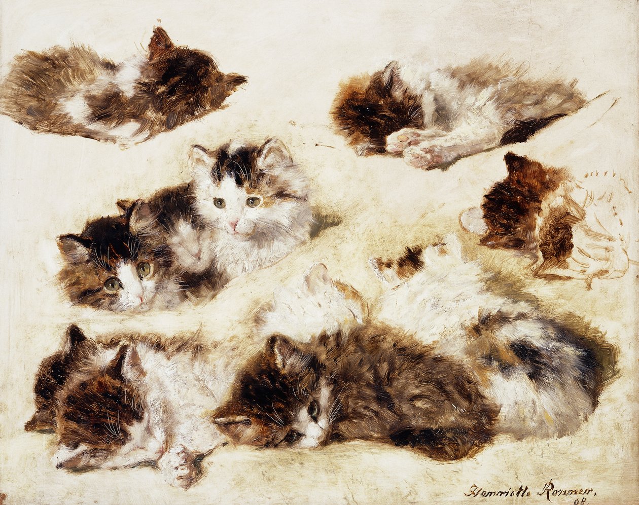 Tutkimus kissanpennuista, 1898 tekijältä Henriëtte Ronner Knip