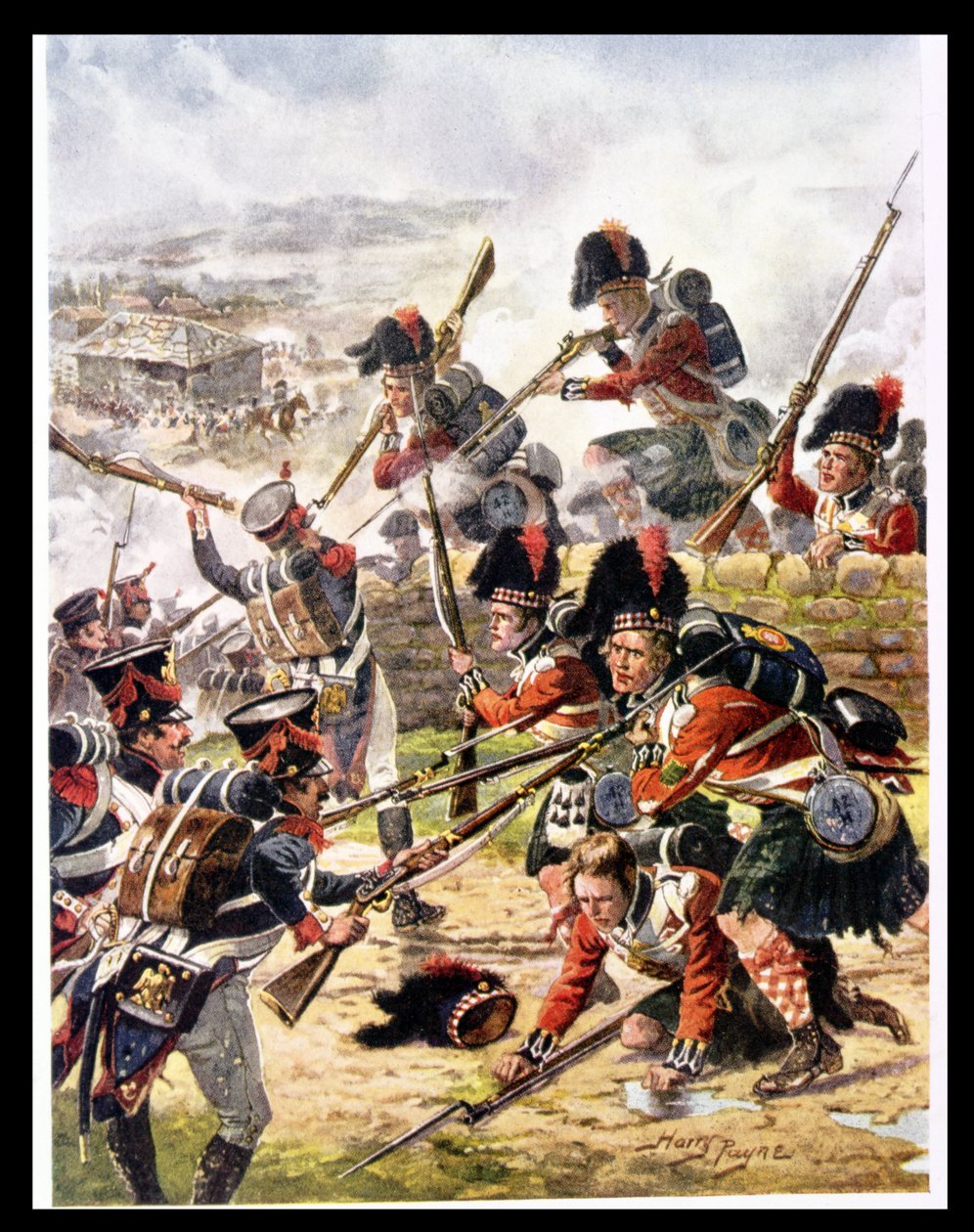 The Attack of the Black Watch, esimerkki majuri C.H.:n teoksesta Glorious Battles of English History Wylly, 1920-luku tekijältä Henry A. Payne