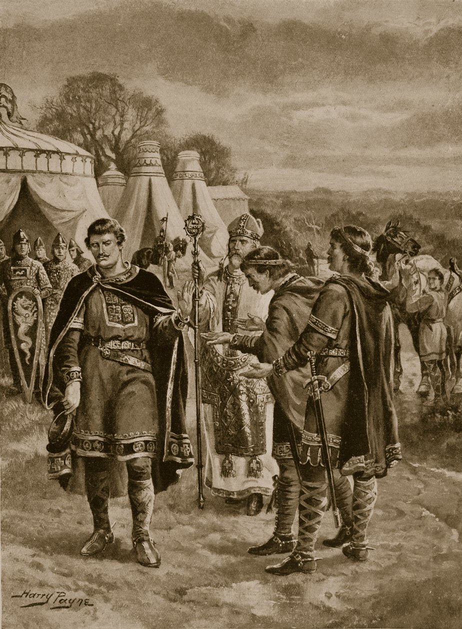 William tarjosi kruunun Berkhampsteadissa, 1066, kuva julkaisusta "The History of the Nation" tekijältä Henry A. Payne