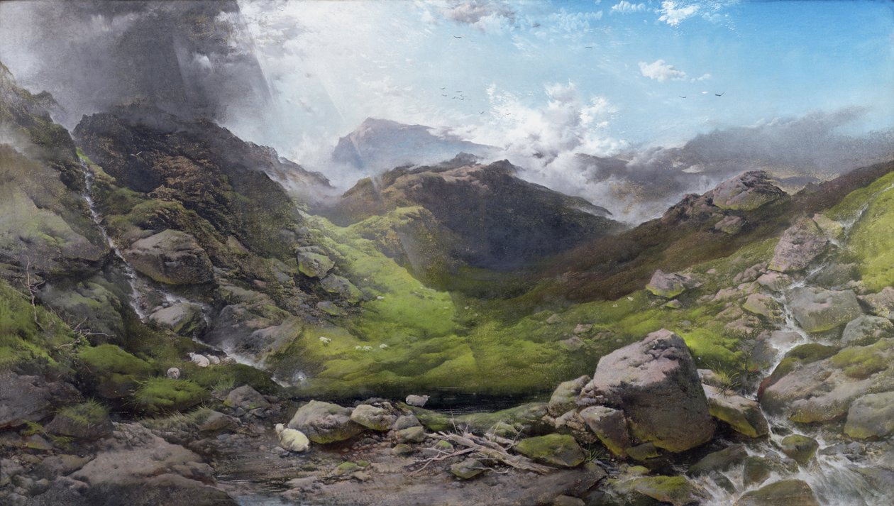 Pilvet kulkevat Ben Moren yli, 1870 (pastelli) tekijältä Henry Bright