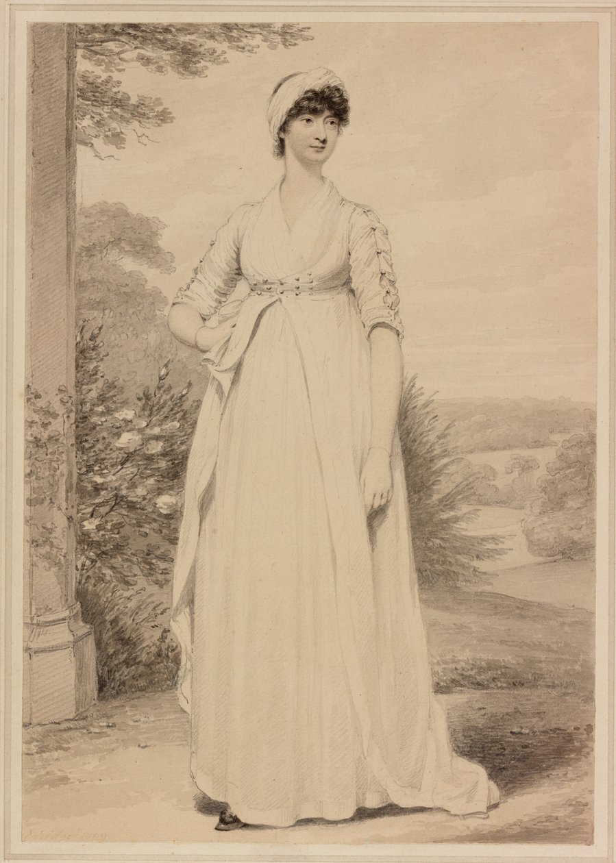 Naisen muotokuva, 1799 (muste ja kynä kudottupaperille) tekijältä Henry Edridge