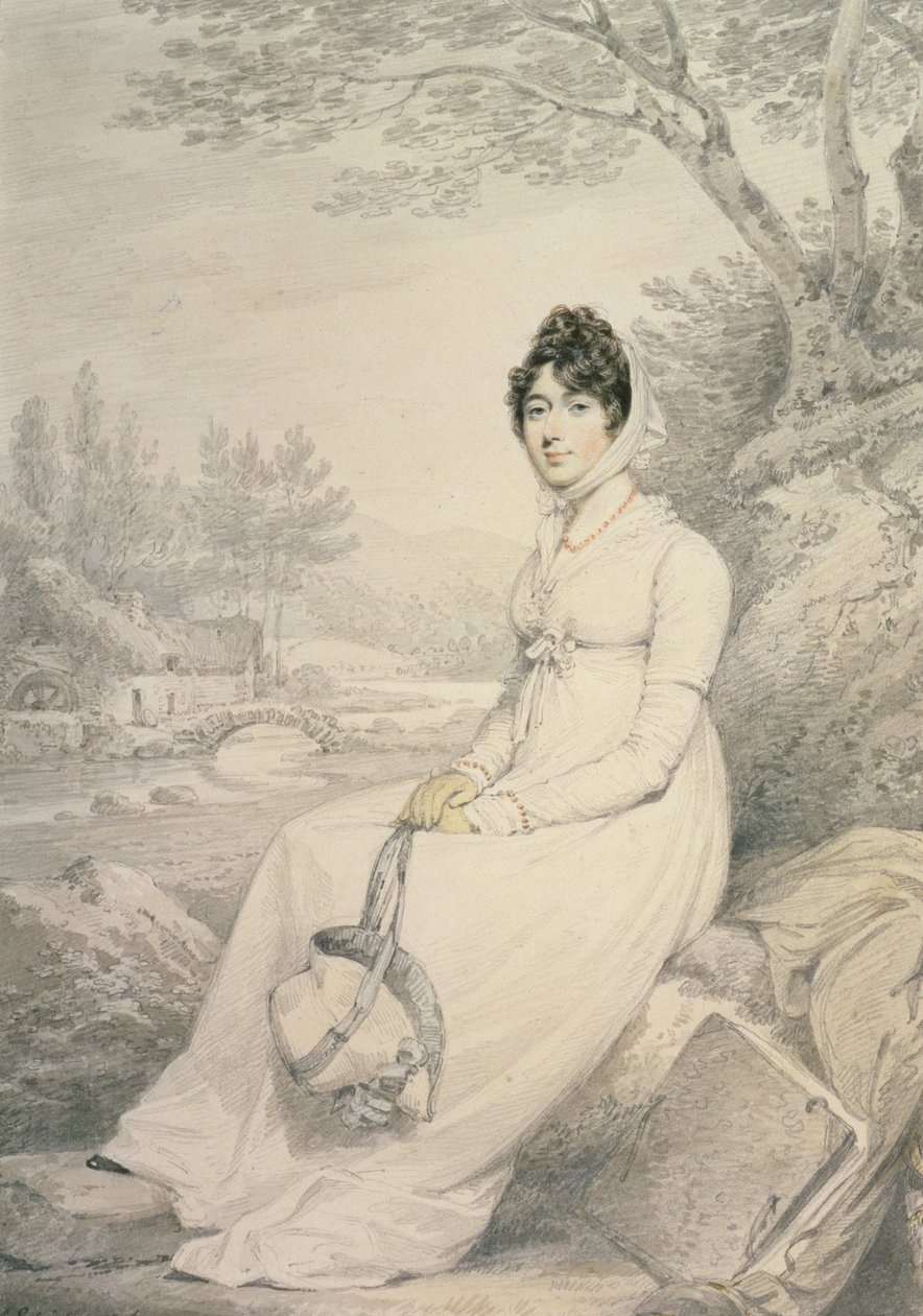 Naisen muotokuva, 1806 (kynä ja pesu värillisillä liiduilla paperille) tekijältä Henry Edridge