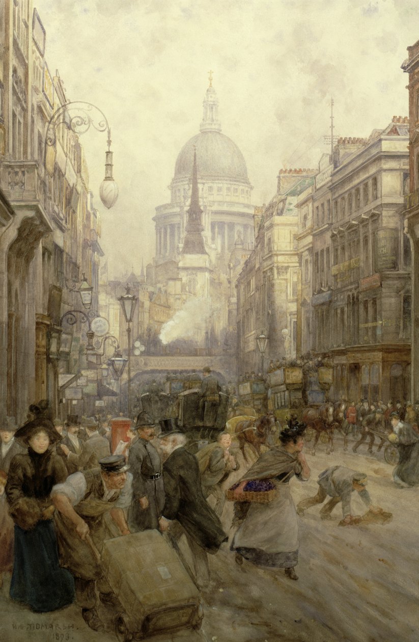 Fleet Street katsoen itään, 1898 tekijältä Henry Edward Tidmarsh