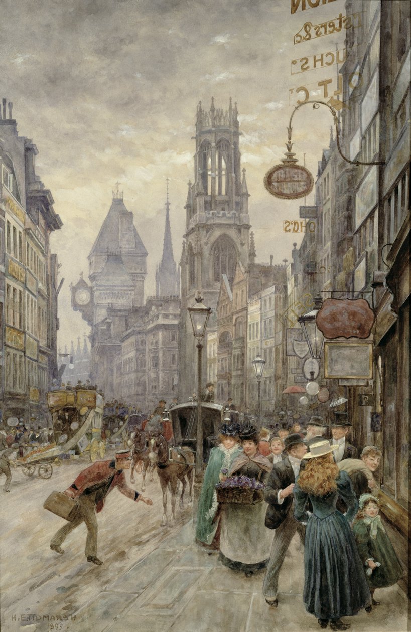 Fleet Street: Looking West, 1899 tekijältä Henry Edward Tidmarsh