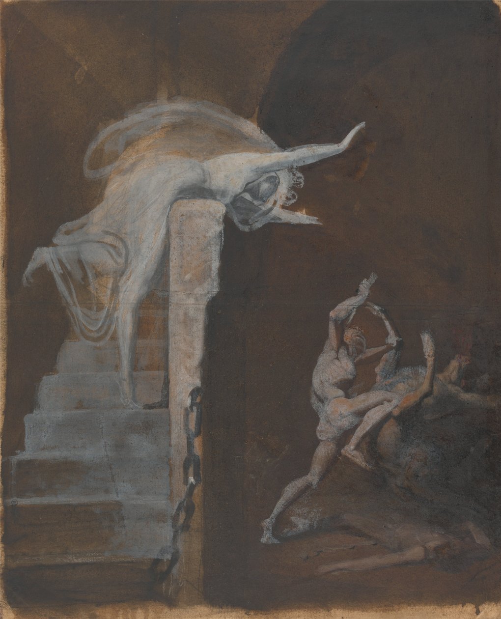 Ariadne katsomassa Theseuksen taistelua Minotauruksen kanssa tekijältä Johann Heinrich Füssli