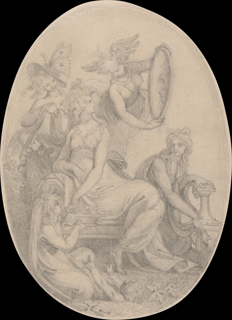 Piirustus Erasmus Darwinin esikuvalle Kasvitieteellinen puutarha tekijältä Johann Heinrich Füssli