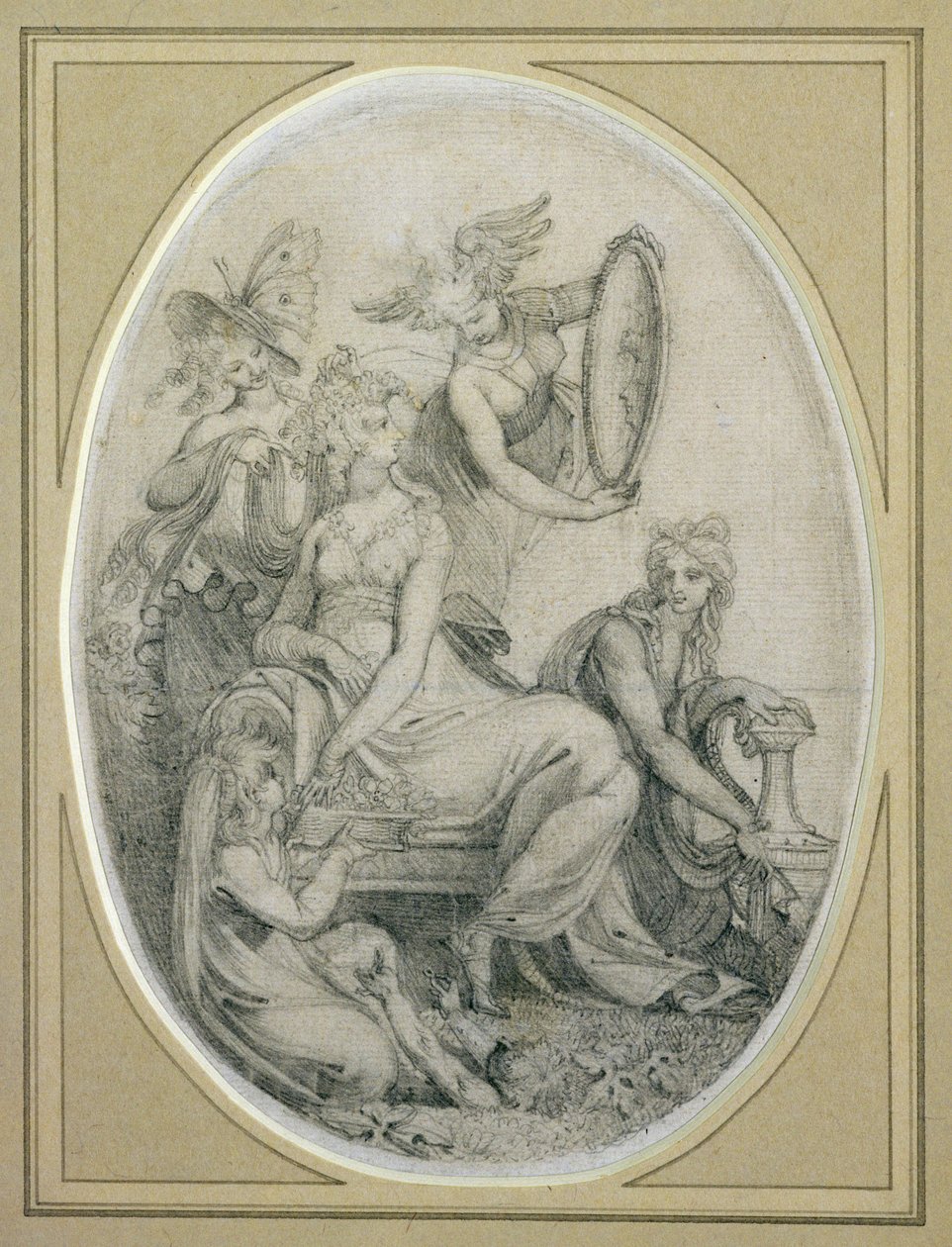 Erasmus Darwinin (1731-1802) piirustus "Kasvitieteellinen puutarha" (grafiitti paperille) tekijältä Johann Heinrich Füssli