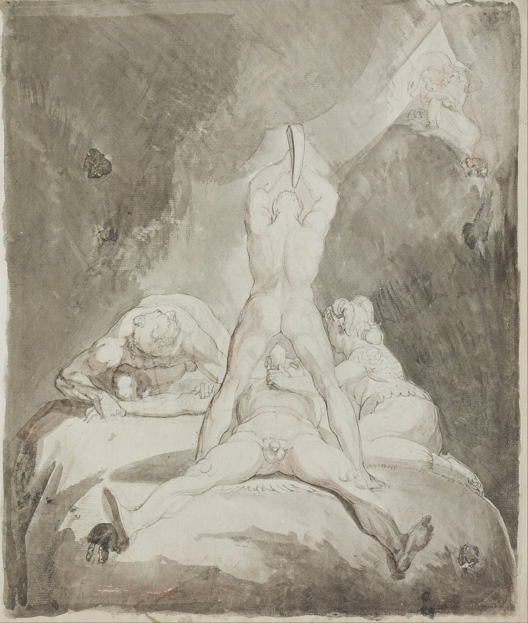 Hephaistos, Bia ja Crato turvaamassa Prometheusta Kaukasusvuorella. tekijältä Johann Heinrich Füssli