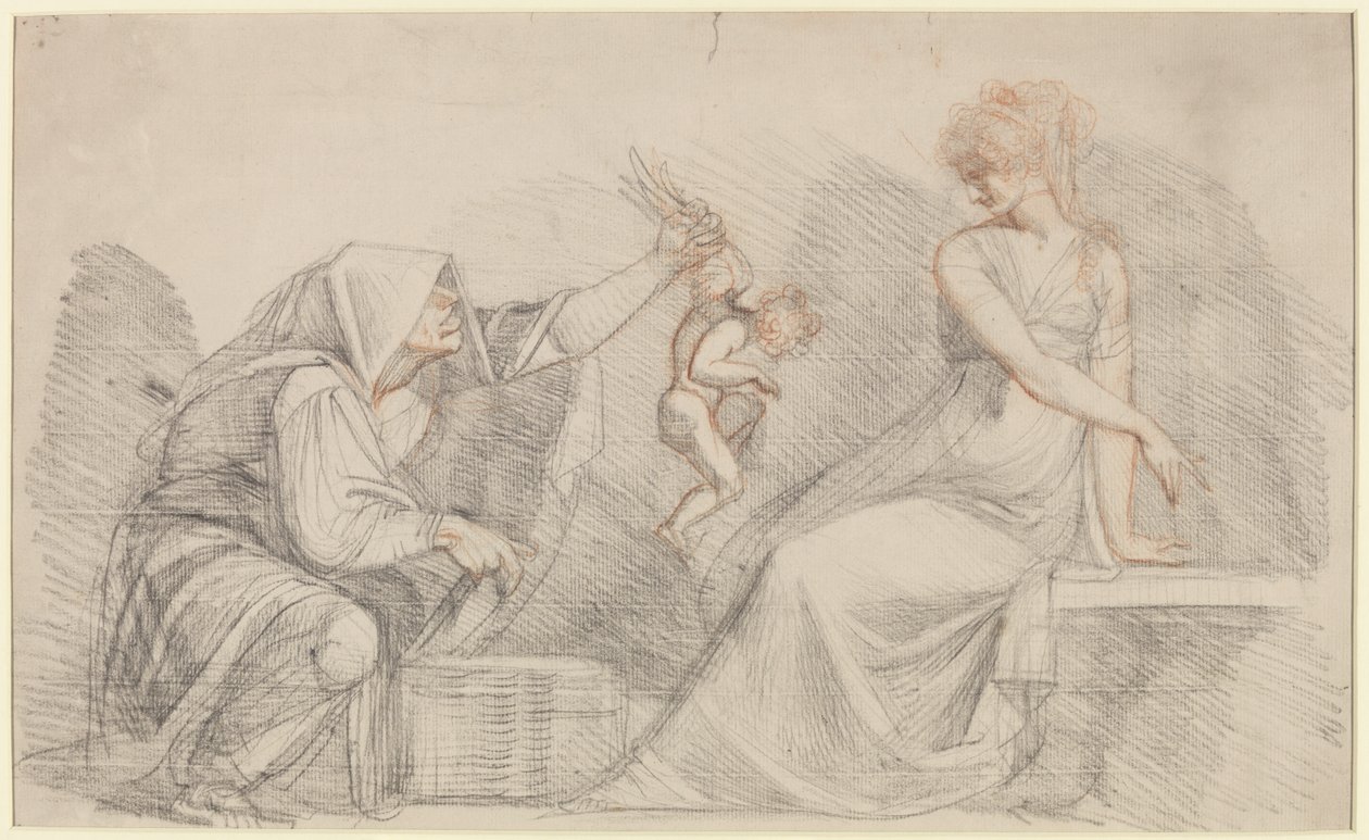 Myydään Cupids, n.1776 (punainen ja musta liitu, grafiitti paperilla) tekijältä Johann Heinrich Füssli