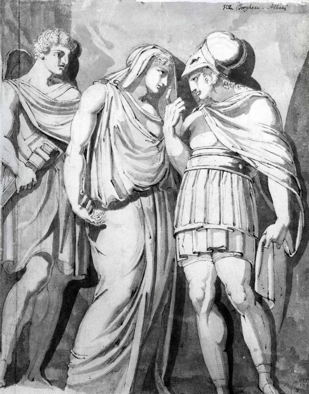 Zethos, Antiope ja Amphion, 1770 (kynä, muste ja pesu paperille) tekijältä Johann Heinrich Füssli