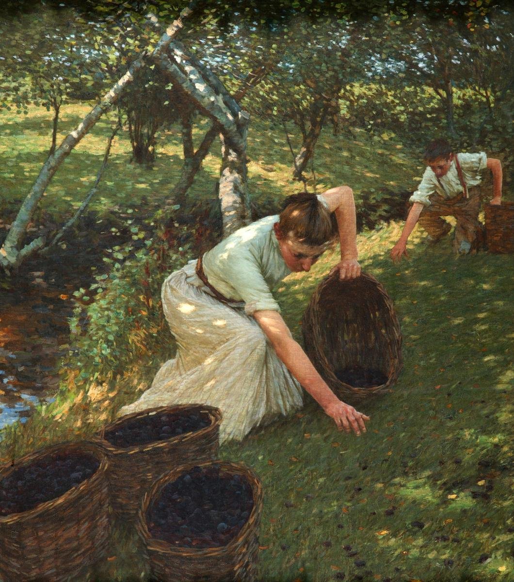 Luumujen kerääminen tekijältä Henry Herbert La Thangue