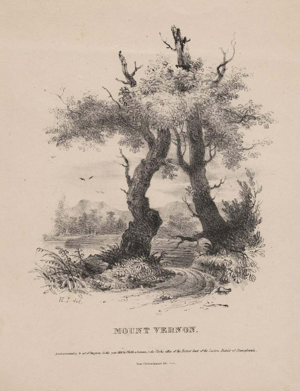 Mount Vernon, Childs und Inmanin litho, 1832 tekijältä Henry Inman