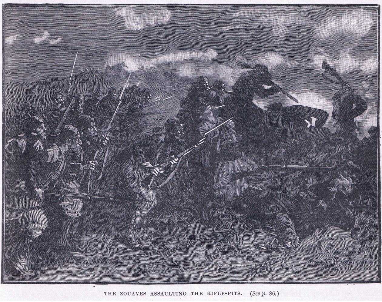 Zouvet hyökkäämässä kiväärin kaivoon 1855 jKr tekijältä Henry Marriott Paget