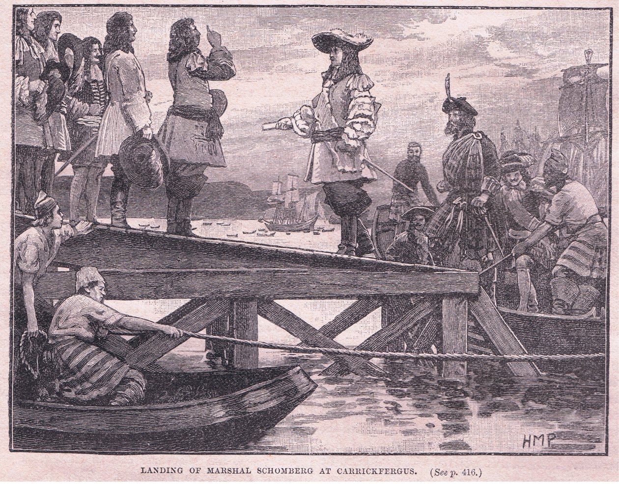 Marsalkka Schombergin maihinnousu Carrickfergusissa AD 1689 tekijältä Henry Marriott Paget