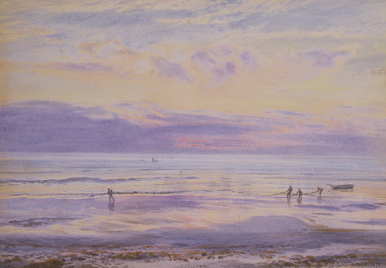 Rauhallinen ilta - Tide Down, 1875 tekijältä Henry Moore