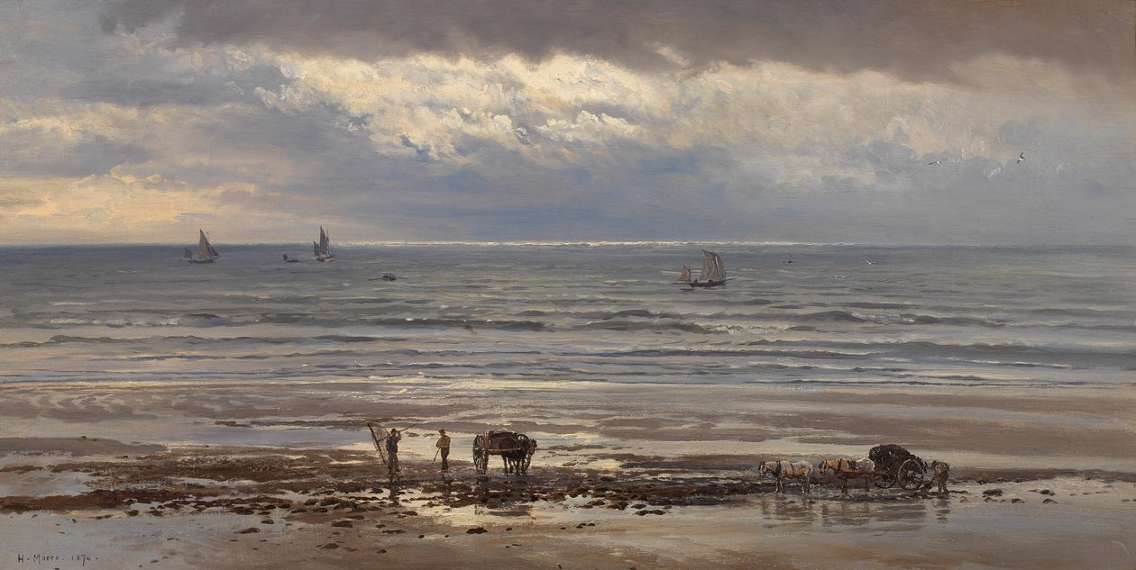Rakkolevän kerääjät - Harmaa aamu, 1874 tekijältä Henry Moore
