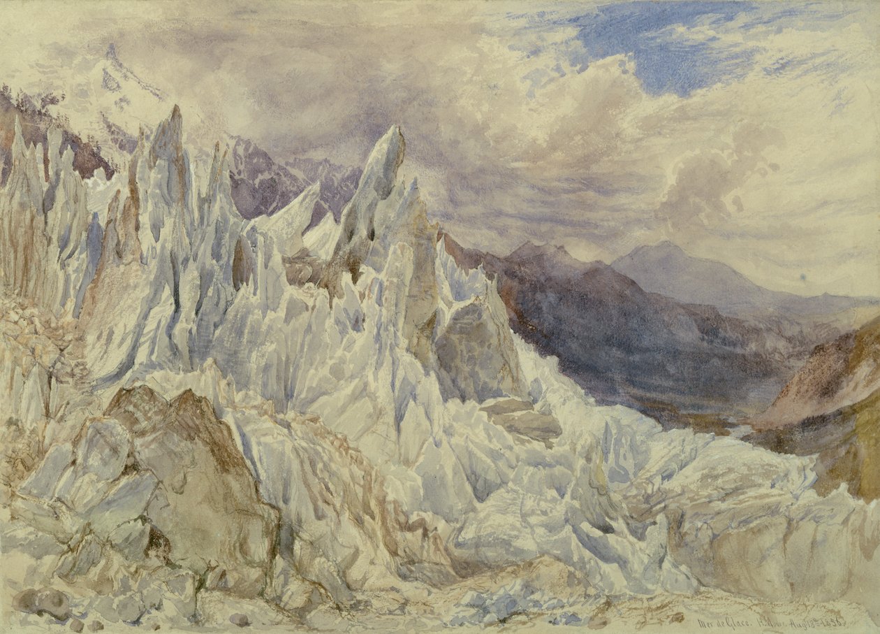 Mer de Glace, 1856 (wc grafiitin päällä ja guassi paperilla) tekijältä Henry Moore