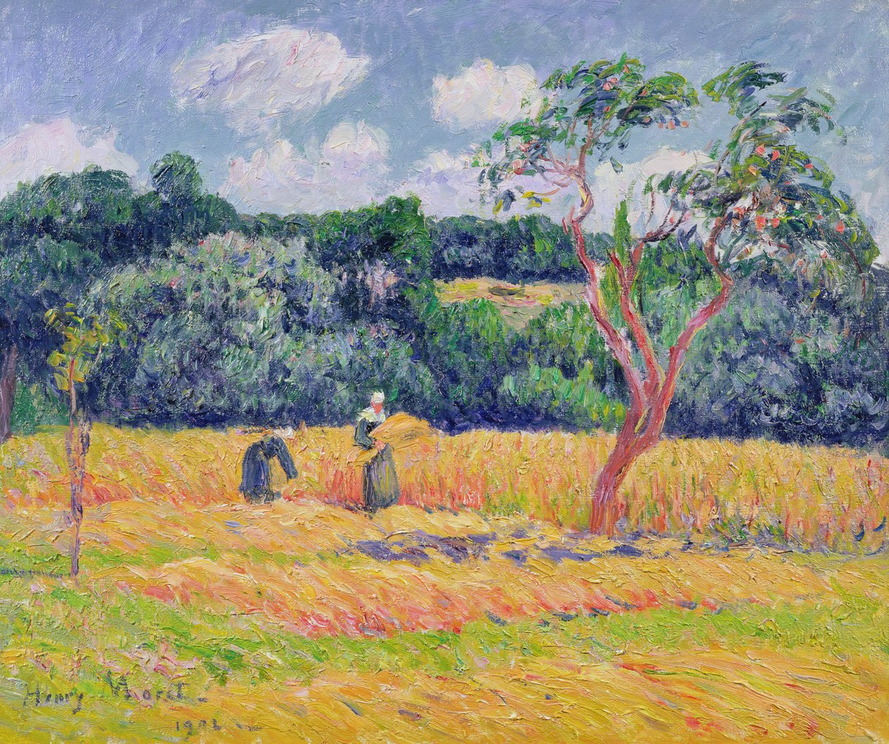 Vehnäpellolta sadonkorjuuhahmot tekijältä Henry Moret