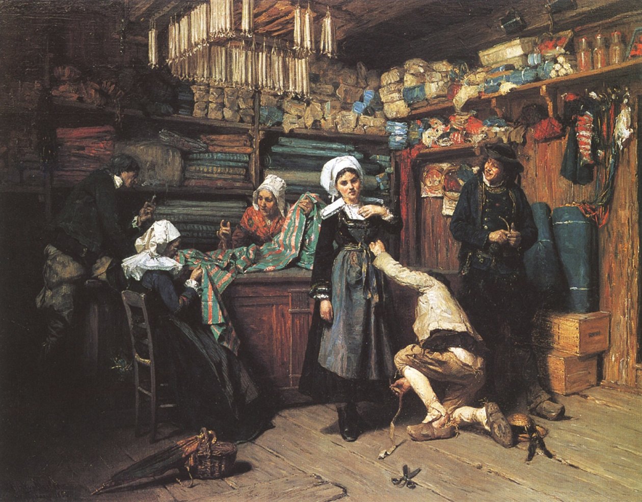 Morsiamen Trousseau, Bretagne, 1880 tekijältä Henry Mosler