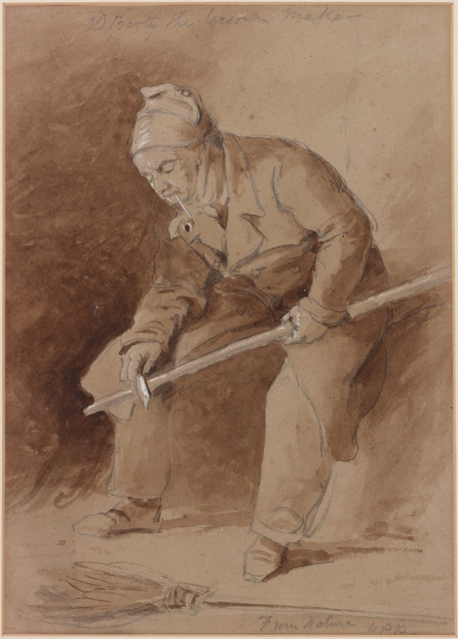 Old Barty the Besom Maker (bc, lyijykynä ja wc paperille) tekijältä Henry Perlee Parker