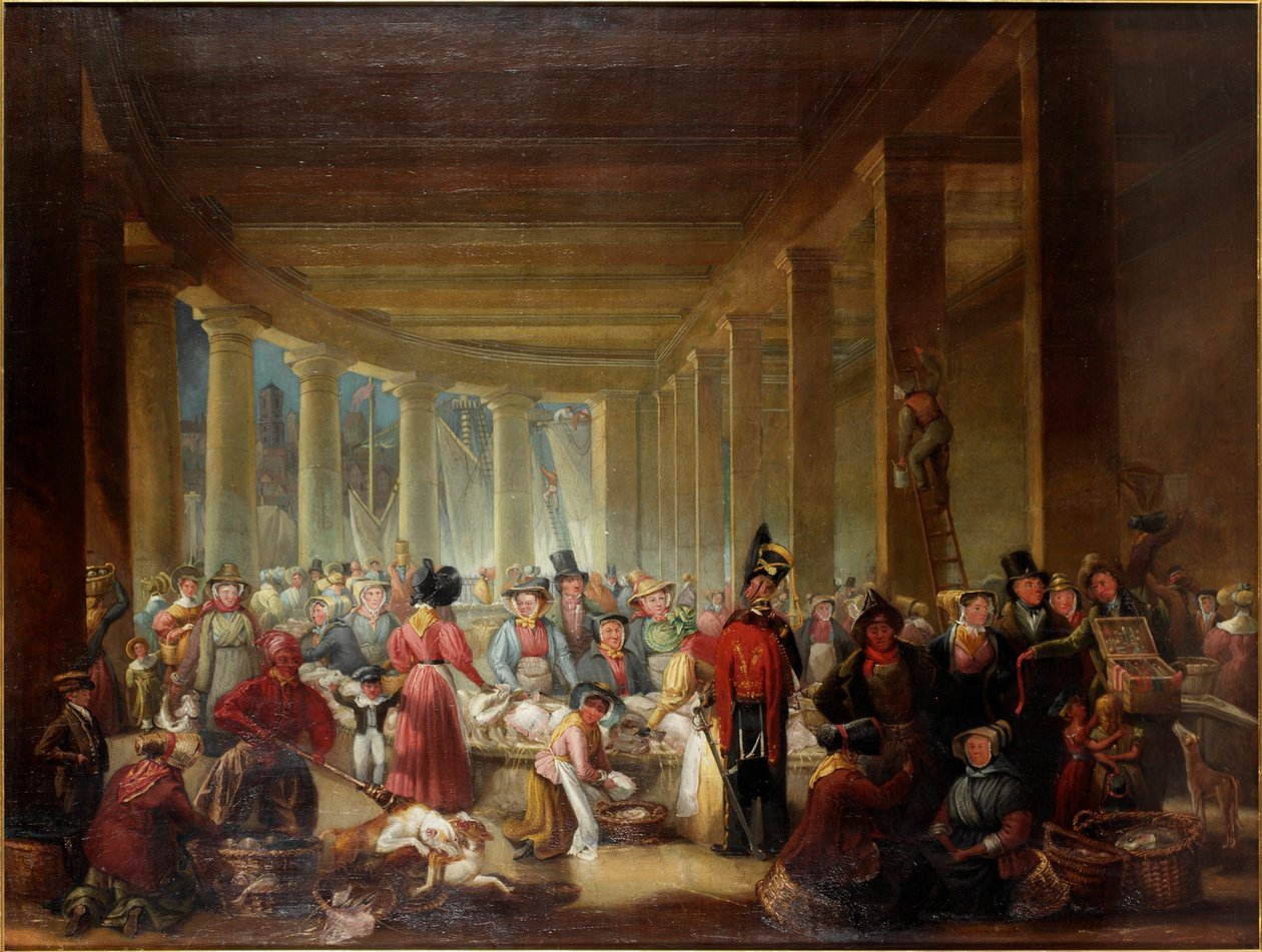 Old Fish Market, Sandhill, Newcastle upon Tyne, n. 1826-30 tekijältä Henry Perlee Parker