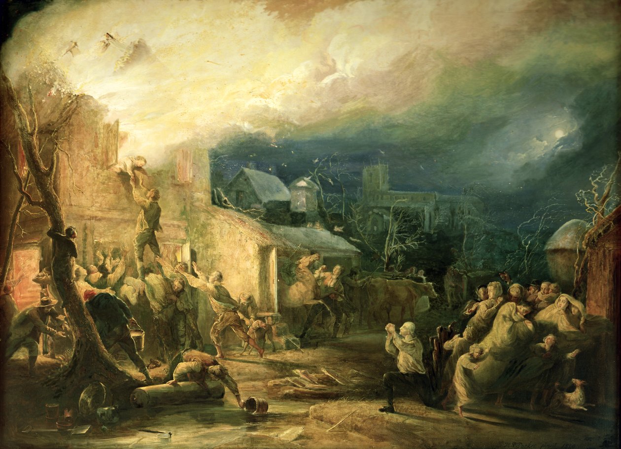 John Wesleyn pelastus Epworthin pastorin tulipalosta, 1840 tekijältä Henry Perlee Parker
