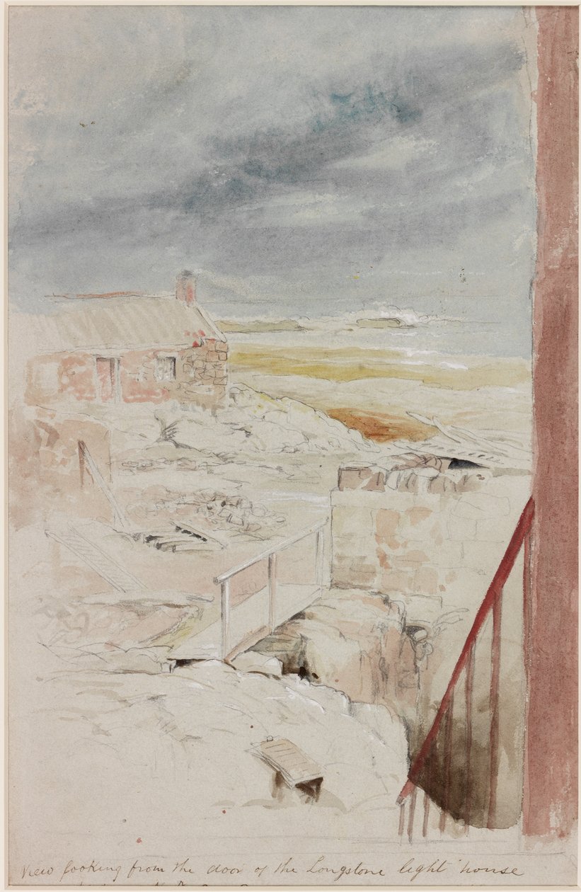 Näkymä Longstonen majakasta, 1838 (eaa, kynä ja wc paperilla) tekijältä Henry Perlee Parker