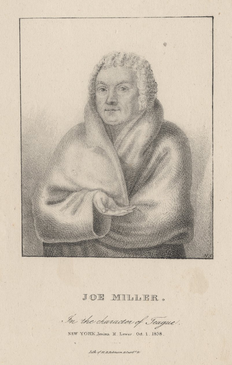 Joe Miller Teaguen hahmossa, 1838 tekijältä Henry R. Robinson