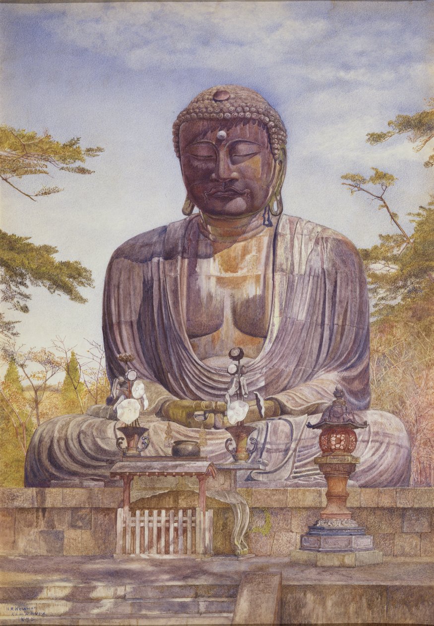 Daibutsu, suuri pronssinen Buddhan patsas Kamakurassa, Japanissa (wc paperilla) tekijältä Henry Roderick Newman